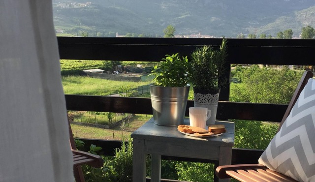 Apartment with a bedroom, a living room/kitchen with a balcony with a view in Trento